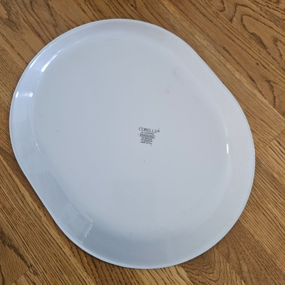 Corelle Callaway Serving Platter 12.25" white plate swirl rim green trim ivy - Picture 4 of 5